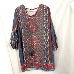 Gabrebi Boho Tunic Top Dress 3/4 Sleeve Size 1X? See description
